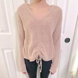 Jessica Simpson tan cinch sweater